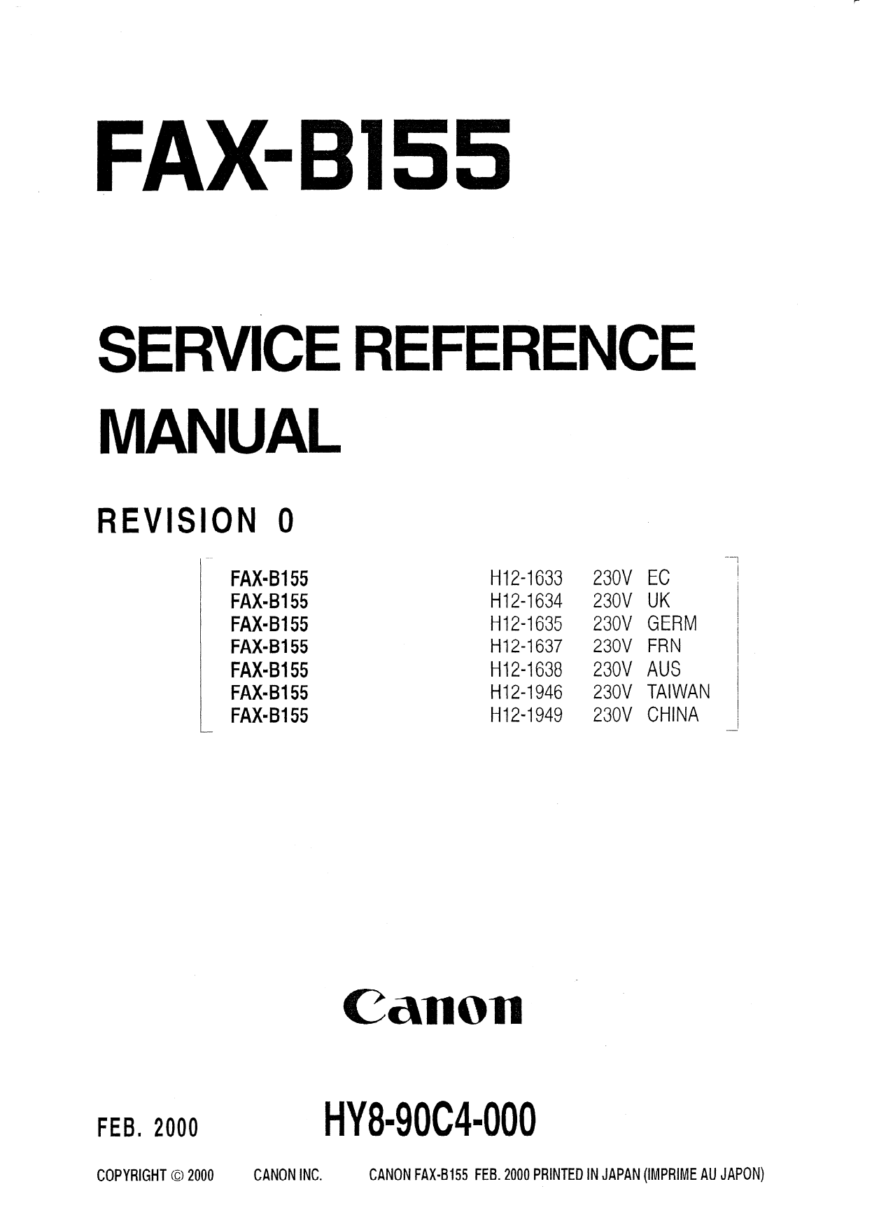 Canon FAX B155 Service Manual-1
